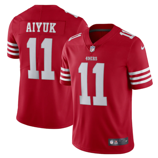 Men's San Francisco 49ers #11 Brandon Aiyuk 2022 New Scarlet Vapor Untouchable Stitched Football Jersey Men's San Francisco 49ers #11 Brandon Aiyuk 2022 New Scarlet Vapor Untouchable Stitched Football Jersey